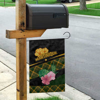 Martinique Heritage Garden Flag Hibiscus Floral Design with Green and Yellow Madras Tartan