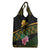 Martinique Heritage Grocery Bag Hibiscus Floral Design with Green and Yellow Madras Tartan