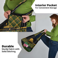 Martinique Heritage Grocery Bag Hibiscus Floral Design with Green and Yellow Madras Tartan