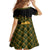 Martinique Heritage Kid Short Sleeve Dress Hibiscus Floral Design with Green and Yellow Madras Tartan