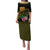 Martinique Heritage Puletasi Hibiscus Floral Design with Green and Yellow Madras Tartan