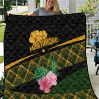 Martinique Heritage Quilt Hibiscus Floral Design with Green and Yellow Madras Tartan