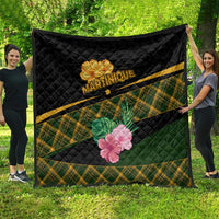 Martinique Heritage Quilt Hibiscus Floral Design with Green and Yellow Madras Tartan