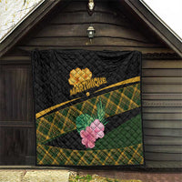 Martinique Heritage Quilt Hibiscus Floral Design with Green and Yellow Madras Tartan
