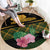 Martinique Heritage Round Carpet Hibiscus Floral Design with Green and Yellow Madras Tartan
