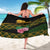 Martinique Heritage Sarong Hibiscus Floral Design with Green and Yellow Madras Tartan