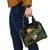 Martinique Heritage Shoulder Handbag Hibiscus Floral Design with Green and Yellow Madras Tartan