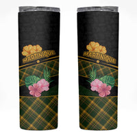Martinique Heritage Skinny Tumbler Hibiscus Floral Design with Green and Yellow Madras Tartan