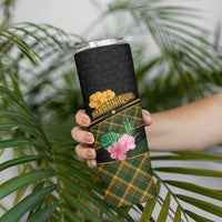 Martinique Heritage Skinny Tumbler Hibiscus Floral Design with Green and Yellow Madras Tartan