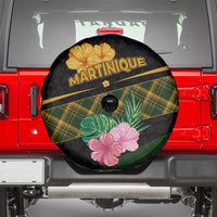 Martinique Heritage Spare Tire Cover Hibiscus Floral Design with Green and Yellow Madras Tartan