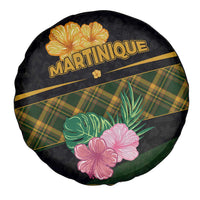 Martinique Heritage Spare Tire Cover Hibiscus Floral Design with Green and Yellow Madras Tartan