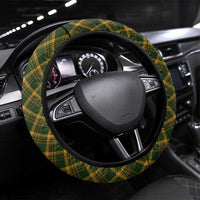 Martinique Heritage Steering Wheel Cover Hibiscus Floral Design with Green and Yellow Madras Tartan