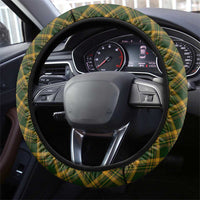 Martinique Heritage Steering Wheel Cover Hibiscus Floral Design with Green and Yellow Madras Tartan