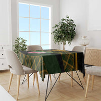 Martinique Heritage Tablecloth Hibiscus Floral Design with Green and Yellow Madras Tartan