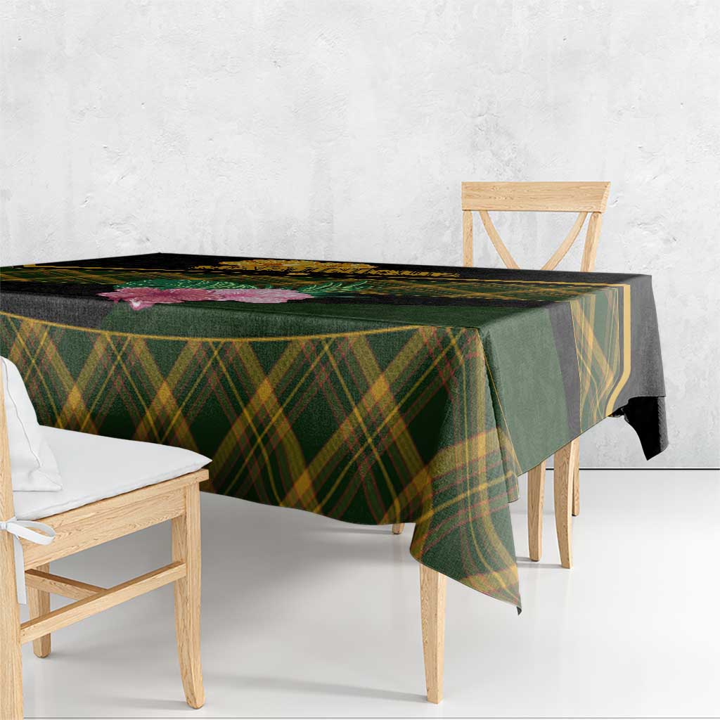 Martinique Heritage Tablecloth Hibiscus Floral Design with Green and Yellow Madras Tartan