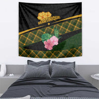 Martinique Heritage Tapestry Hibiscus Floral Design with Green and Yellow Madras Tartan