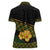 Martinique Heritage Women Polo Shirt Hibiscus Floral Design with Green and Yellow Madras Tartan