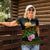 Martinique Heritage Women Polo Shirt Hibiscus Floral Design with Green and Yellow Madras Tartan