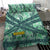 Martinique Pride Bedding Set with Green Banana Leaf Print and Flag Patch Accents