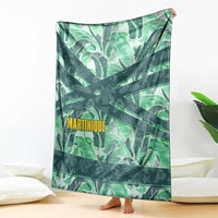 Martinique Pride Blanket with Green Banana Leaf Print and Flag Patch Accents