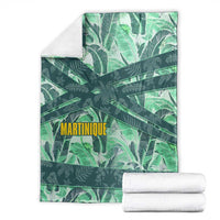 Martinique Pride Blanket with Green Banana Leaf Print and Flag Patch Accents