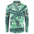 Martinique Pride Button Sweatshirt with Green Banana Leaf Print and Flag Patch Accents