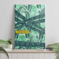 Martinique Pride Canvas Wall Art with Green Banana Leaf Print and Flag Patch Accents