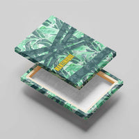 Martinique Pride Canvas Wall Art with Green Banana Leaf Print and Flag Patch Accents