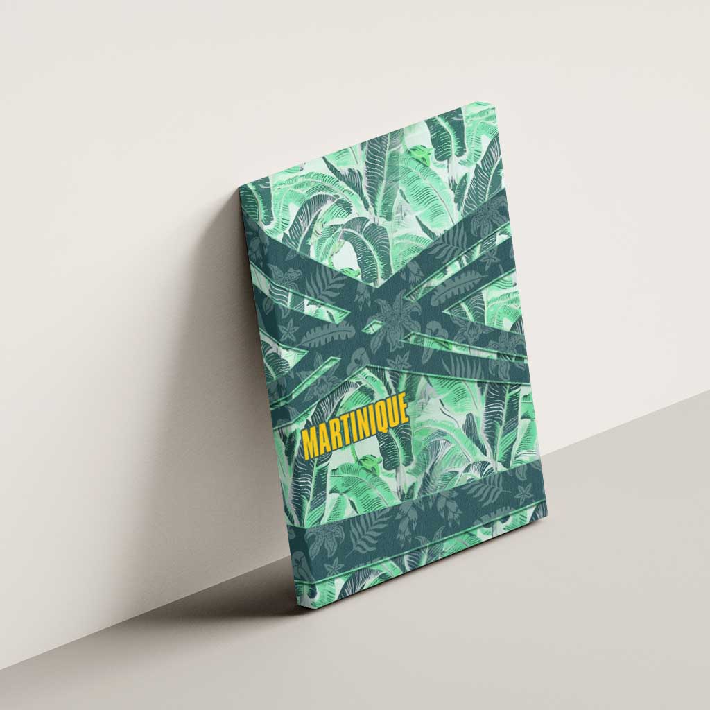 Martinique Pride Canvas Wall Art with Green Banana Leaf Print and Flag Patch Accents