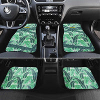 Martinique Pride Car Mats with Green Banana Leaf Print and Flag Patch Accents