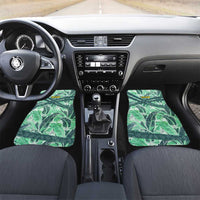 Martinique Pride Car Mats with Green Banana Leaf Print and Flag Patch Accents