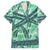 Martinique Pride Family Matching Long Sleeve Bodycon Dress and Hawaiian Shirt with Green Banana Leaf Print and Flag Patch Accents