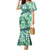 Martinique Pride Family Matching Mermaid Dress and Hawaiian Shirt with Green Banana Leaf Print and Flag Patch Accents