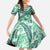 Martinique Pride Family Matching Off The Shoulder Long Sleeve Dress and Hawaiian Shirt with Green Banana Leaf Print and Flag Patch Accents