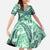 Martinique Pride Family Matching Off Shoulder Maxi Dress and Hawaiian Shirt with Green Banana Leaf Print and Flag Patch Accents