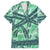 Martinique Pride Family Matching Off Shoulder Maxi Dress and Hawaiian Shirt with Green Banana Leaf Print and Flag Patch Accents