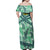 Martinique Pride Family Matching Off Shoulder Maxi Dress and Hawaiian Shirt with Green Banana Leaf Print and Flag Patch Accents