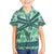Martinique Pride Family Matching Off Shoulder Maxi Dress and Hawaiian Shirt with Green Banana Leaf Print and Flag Patch Accents
