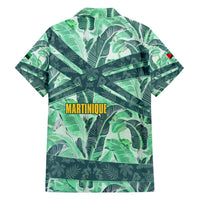 Martinique Pride Family Matching Puletasi and Hawaiian Shirt with Green Banana Leaf Print and Flag Patch Accents