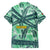Martinique Pride Family Matching Short Sleeve Bodycon Dress and Hawaiian Shirt with Green Banana Leaf Print and Flag Patch Accents