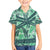 Martinique Pride Family Matching Short Sleeve Bodycon Dress and Hawaiian Shirt with Green Banana Leaf Print and Flag Patch Accents