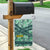 Martinique Pride Garden Flag with Green Banana Leaf Print and Flag Patch Accents