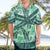Martinique Pride Hawaiian Shirt with Green Banana Leaf Print and Flag Patch Accents