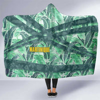 Martinique Pride Hooded Blanket with Green Banana Leaf Print and Flag Patch Accents