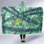 Martinique Pride Hooded Blanket with Green Banana Leaf Print and Flag Patch Accents
