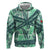 Martinique Pride Hoodie with Green Banana Leaf Print and Flag Patch Accents