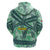 Martinique Pride Hoodie with Green Banana Leaf Print and Flag Patch Accents
