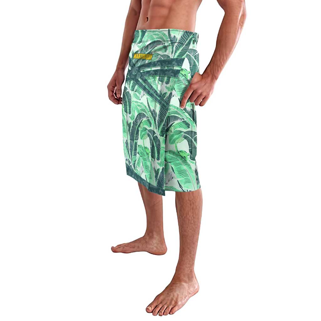 Martinique Pride Lavalava with Green Banana Leaf Print and Flag Patch Accents