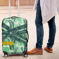 Martinique Pride Luggage Cover with Green Banana Leaf Print and Flag Patch Accents