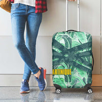 Martinique Pride Luggage Cover with Green Banana Leaf Print and Flag Patch Accents